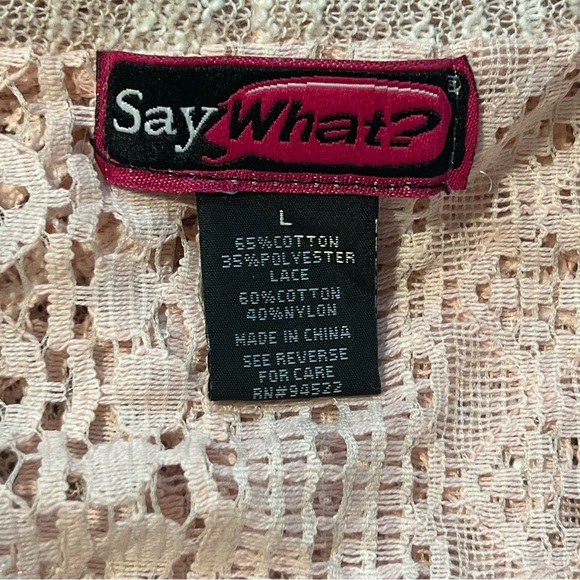 Say What? LG Boho Peach Lace Crochet Open Vest Style Flowing Shawl - Picture 6 of 6